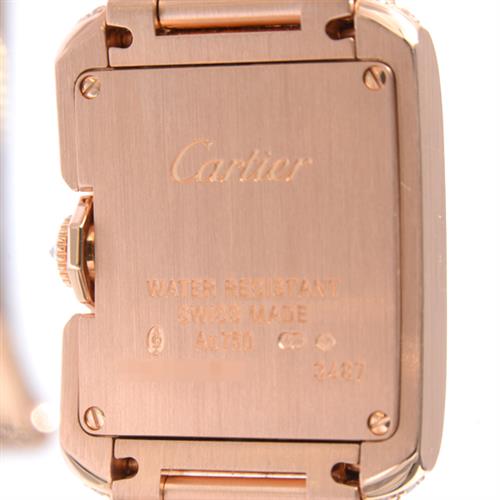 カルティエ 時計 レディース タンクアングレーズSM 2重ダイヤベゼル ピンクゴールド 電池式 Cartier WT100002 750PG 中古