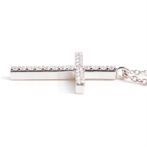 ティファニー ネックレス レディース メトロクロス ミディアム ダイヤモンドネックレス ホワイトゴールド TIFFANY 750WG 中古