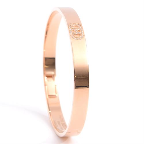 エルメス バングル レディース  Hダンクル ダイヤモンドブレスレット ピンクゴールド HERMES 750PG 中古