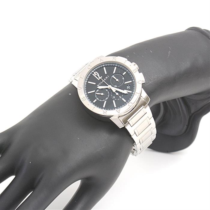 ブルガリ 時計 メンズ ブルガリブルガリ クロノグラフ エル・プリメロ 自動巻 ブラック文字盤 SS ステンレス BVLGARI BB41SCH 中古