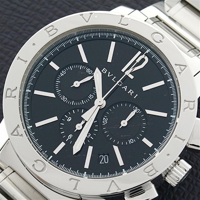 ブルガリ 時計 メンズ ブルガリブルガリ クロノグラフ エル・プリメロ 自動巻 ブラック文字盤 SS ステンレス BVLGARI BB41SCH 中古