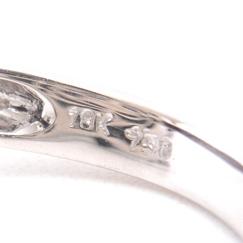 750WG 指輪 レディース フラワーモチーフ オニキス ダイヤモンド リング 14号 ホワイトゴールド【中古】