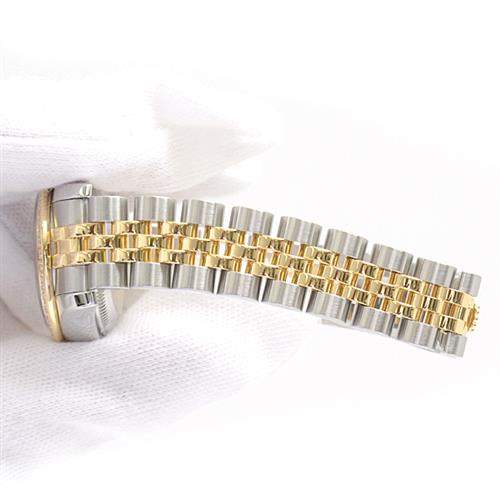 ロレックス 時計 レディース デイトジャスト ダイヤベゼル 10P ダイヤ 自動巻 ランダム ROLEX SS×750YG 179383G 中古