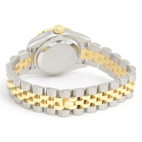 ロレックス 時計 レディース デイトジャスト ダイヤベゼル 10P ダイヤ 自動巻 ランダム ROLEX SS×750YG 179383G 中古