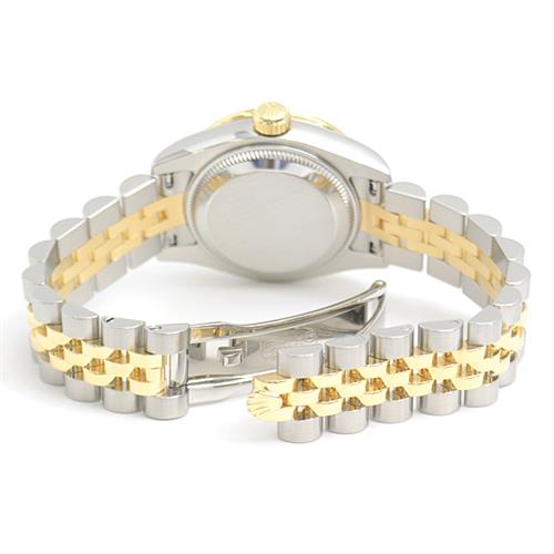 ロレックス 時計 レディース デイトジャスト ダイヤベゼル 10P ダイヤ 自動巻 ランダム ROLEX SS×750YG 179383G 中古