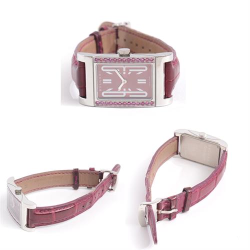 ブルガリ  時計 レディース レッタンゴロ ロードライトガーネットベゼル 電池式 ワインレッド文字盤 BVLGARI RT39S 中古