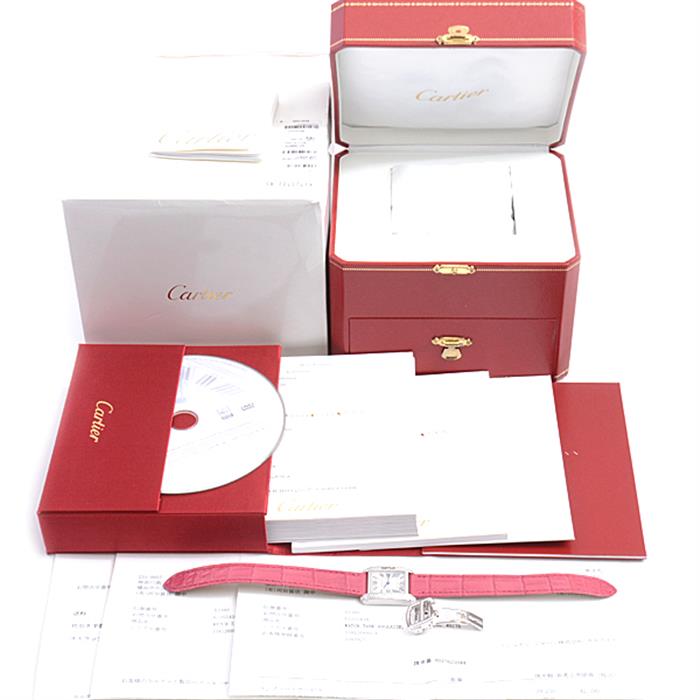 カルティエ 時計 レディース タンクアングレーズ SM 電池式 シルバー文字盤 ホワイトゴールド 750WG Cartier WT100015 中古