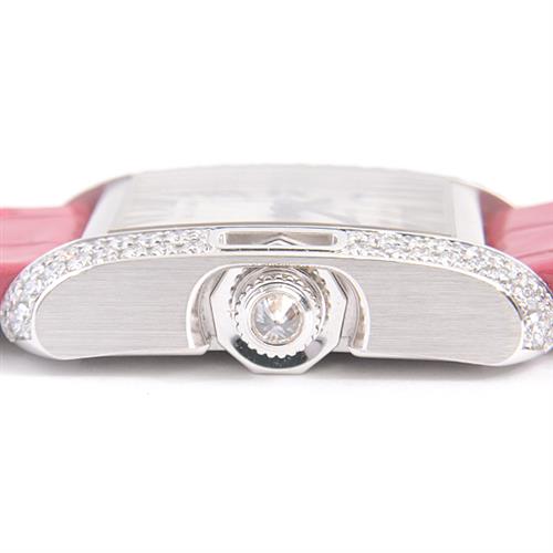 カルティエ 時計 レディース タンクアングレーズ SM 電池式 シルバー文字盤 ホワイトゴールド 750WG Cartier WT100015 中古