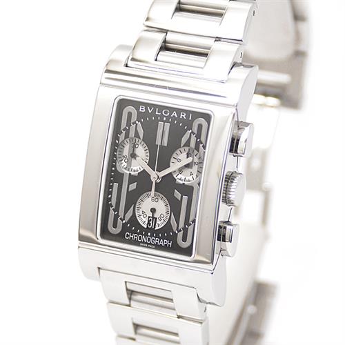 ブルガリ レッタンゴロ RTC49S クロノグラフ メンズ腕時計 黒 ブラック 電池式 BVLGARI【中古】