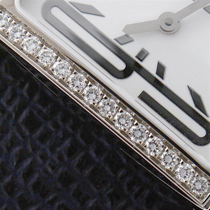 ブルガリ 時計 レディース レッタンゴロ ダイヤモンドベゼル 電池式 ホワイトゴールド 750WG BVLGARI RTW39G 中古