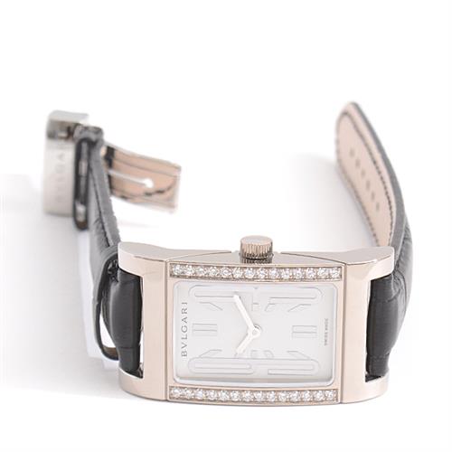 ブルガリ 時計 レディース レッタンゴロ ダイヤモンドベゼル 電池式 ホワイトゴールド 750WG BVLGARI RTW39G 中古