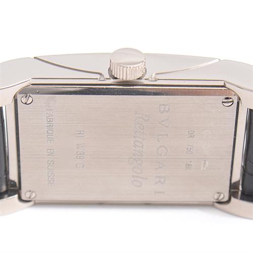 ブルガリ 時計 レディース レッタンゴロ ダイヤモンドベゼル 電池式 ホワイトゴールド 750WG BVLGARI RTW39G 中古