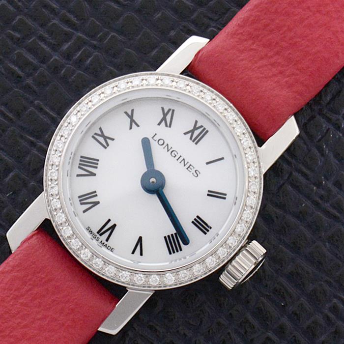 ロンジン 時計 レディース ロンジンミニ ダイヤベゼル 電池式 ホワイトシェル文字盤 ステンレス SS LONGINES L2.303.0 中古
