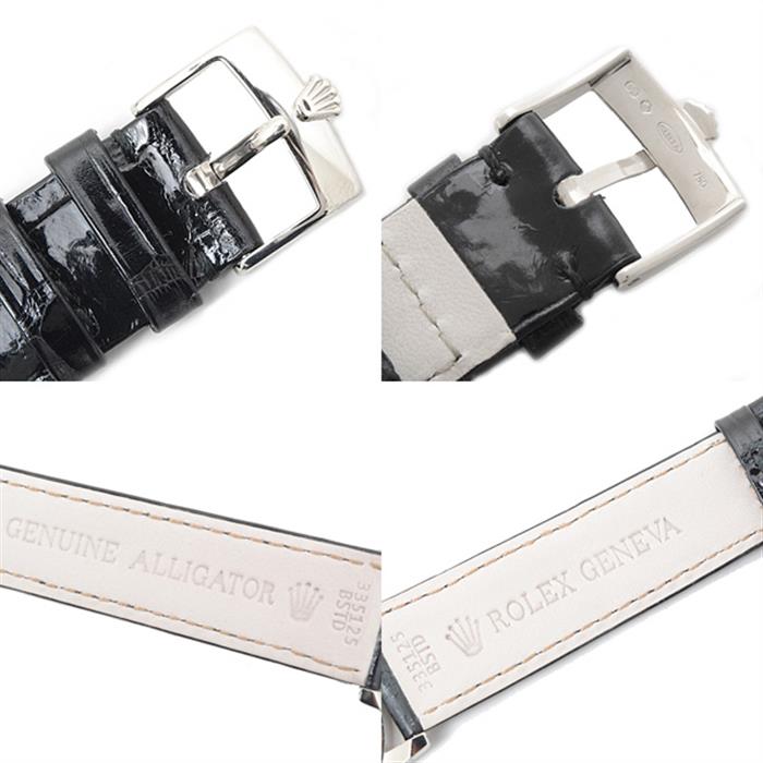 ロレックス 時計 メンズ ボーイズ チェリーニ 新品革ベルト ホワイトゴールド ブラック文字盤 手巻 ROLEX 5116/9 750WG 中古