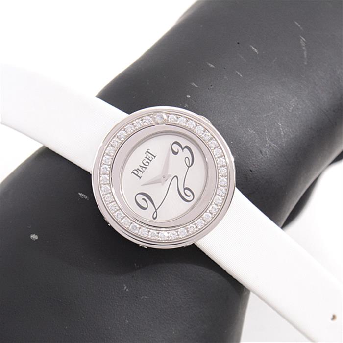 ピアジェ 時計 レディース ポセション ダイヤモンドベゼル 電池式 シルバー文字盤 ホワイトゴールド PIAGET P10402 750WG 中古