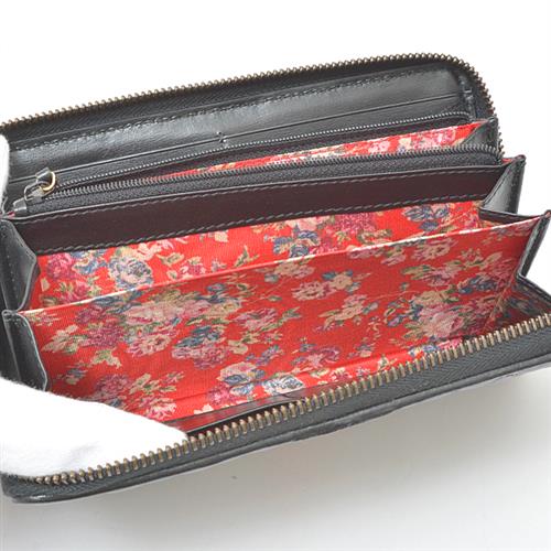 グッチ 財布 メンズ レディース キルティング ウェブ ラウンドファスナー長財布 レザー ブラック 536450 中古