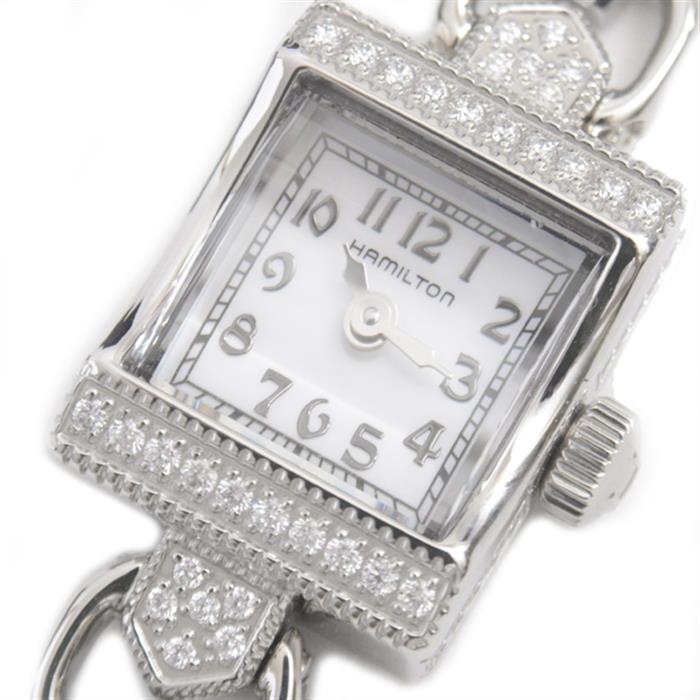 【付属品有】Hamilton ハミルトン　ダイヤ　シェル　レディース腕時計