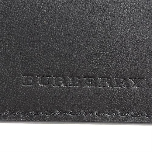 バーバリー BURBERRY パーフォレーテッドチェック メンズ パンチング 二つ折り 財布 ブラック【未使用展示品】