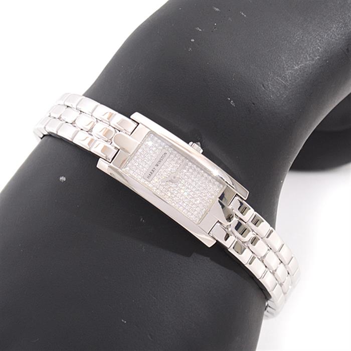 ハリーウィンストン 時計 レディース アヴェニューC ミニ 電池式 ダイヤモンド文字盤 ホワイトゴールド  HARRY WINSTON 750WG 332LQW AVCQHM16WW 中古