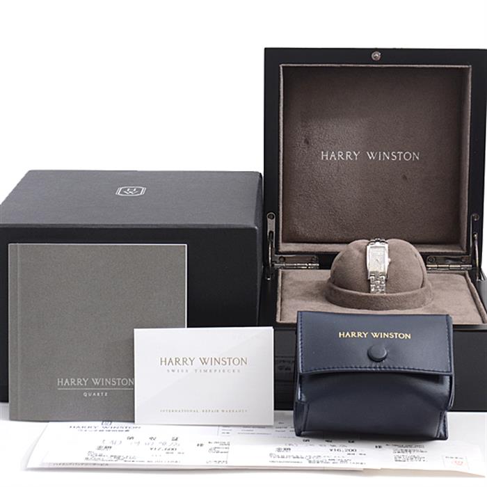 ハリーウィンストン 時計 レディース アヴェニューC ミニ 電池式 ダイヤモンド文字盤 ホワイトゴールド  HARRY WINSTON 750WG 332LQW AVCQHM16WW 中古