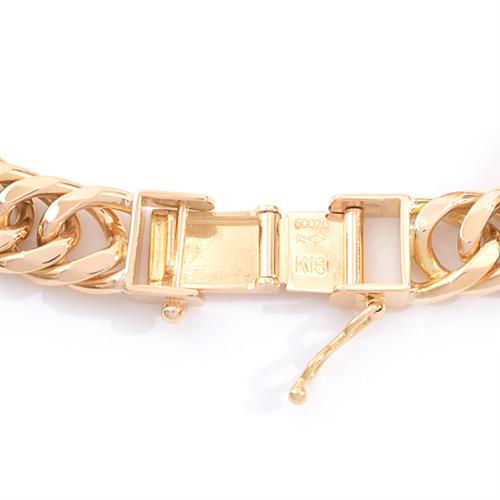 喜平 ブレスレット K18 6面カット ダブル 60g 20cm 造幣局検定刻印入 メンズ レディース チェーン イエローゴールド YG 【中古】