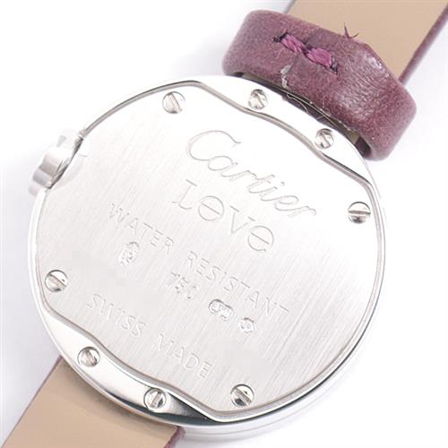 カルティエ 時計 レディース ラブウォッチ ダイヤベゼル 電池式 ホワイトゴールド ピンク文字盤 Cartier WE801431 750WG 中古