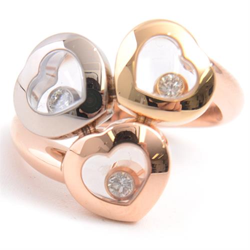 ショパール Chopard ハッピー カーブ 3Pムービングダイヤモンド 7.5号 レディース 750YG×WG×PG 3カラーゴールド【中古】
