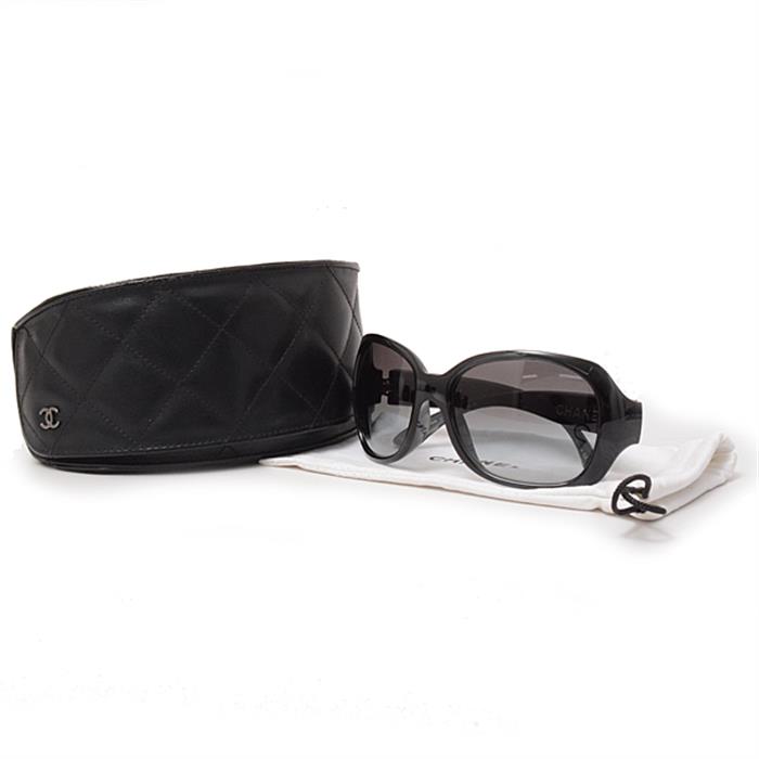 シャネル ロゴ ココマーク レクタンギュラー サングラス レディース ブラック CHANEL 6035 C1129/3C【中古】
