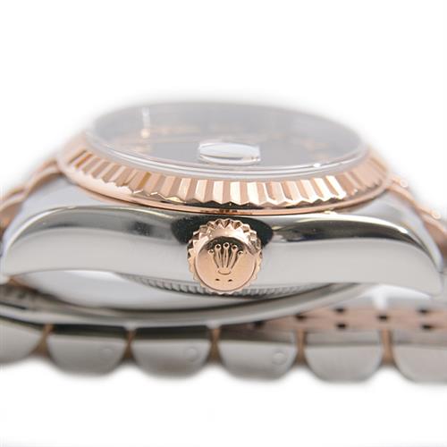 ロレックス 時計 レディース デイトジャスト Ⅵダイヤモンド チョコレートローマン ステンレス ピンクゴールド ROLEX 179171 SS×PG 中古