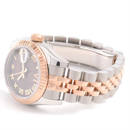 ロレックス 時計 レディース デイトジャスト Ⅵダイヤモンド チョコレートローマン ステンレス ピンクゴールド ROLEX 179171 SS×PG 中古