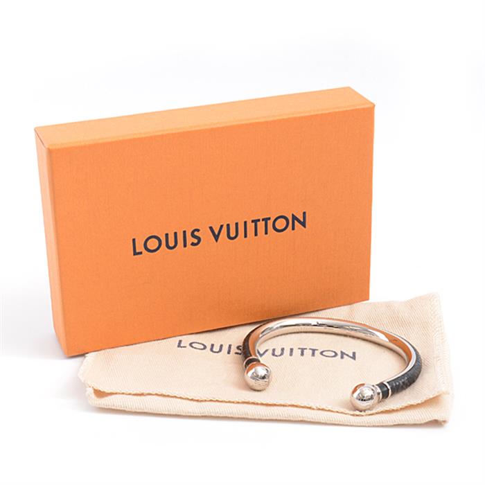 ルイヴィトン Louis Vuitton ジョンク モノグラムエクリプス バングル Lサイズ シルバー M63650【中古】