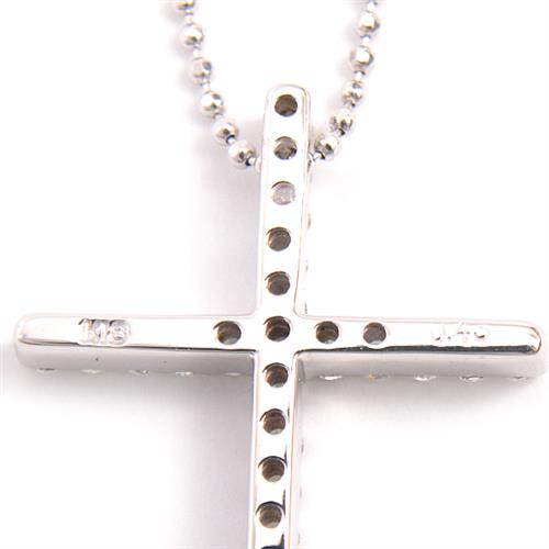 ヴァンドーム青山 ダイヤモンド クロスネックレス K18WG(18金 ホワイトゴールド) 十字架
