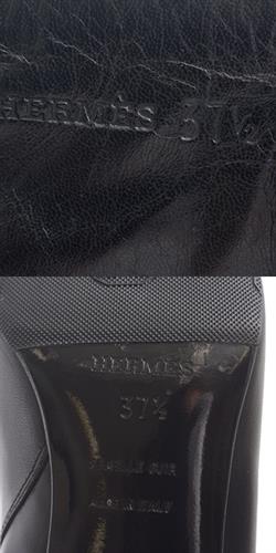 エルメス ブーツ レディース レザー ロングブーツ 2WAY 37 1/2 24.5cm ブラック HERMES【中古】