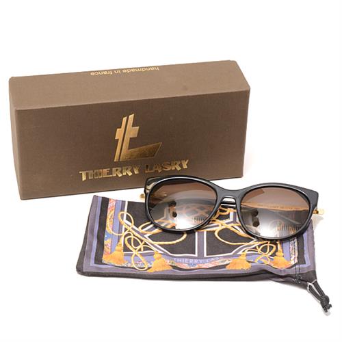 ティエリーラスリー THIERRY LASRY サングラス ブラック×ゴールド プラスチック×メタル ANOREXXXY【中古】