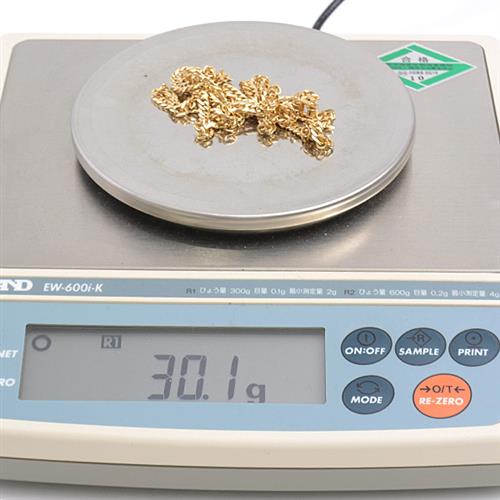 喜平 ネックレス K18 6面カット ダブル 30g 60cm 造幣局検定刻印入 メンズ レディース チェーン イエローゴールド YG 【中古】