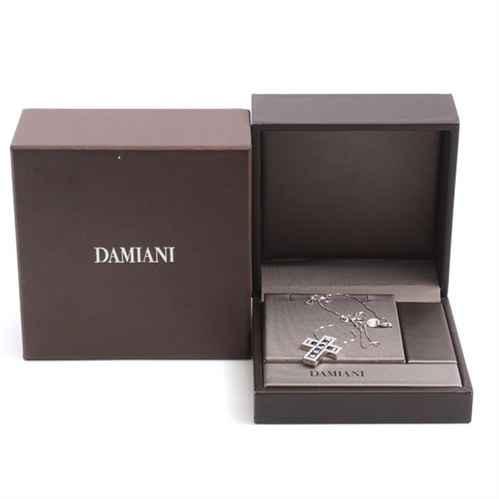 ダミアーニ DAMIANI ベルエポック ダイヤモンド×サファイア クロスネックレス メンズ 750WG ホワイトゴールド【中古】
