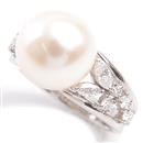 ミキモト 指輪 レディース パール ダイヤモンド リング 11.6mm珠 D0.66ct 11号 プラチナ MIKIMOTO PT950 中古