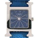 エルメス 腕時計 レディース SS Hウォッチ ブルー文字盤 電池式 □A刻 HH1.210 HERMES【中古】