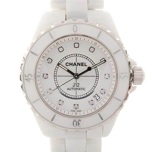 シャネル 腕時計 メンズ J12 12Pダイヤモンド 38mm 自動巻き ホワイト文字盤 セラミック CHANEL H1629 CE 中古
