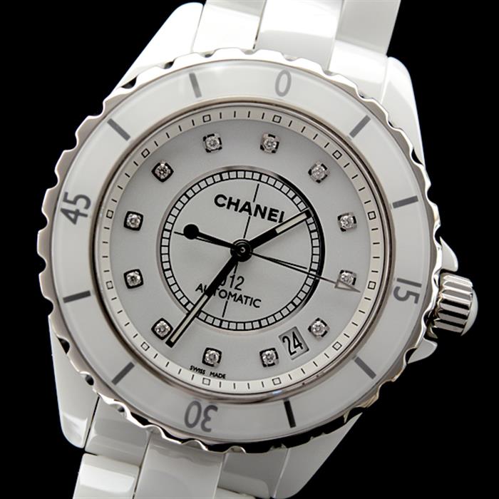 シャネル 腕時計 メンズ J12 12Pダイヤモンド 38mm 自動巻き ホワイト文字盤 セラミック CHANEL H1629 CE 中古