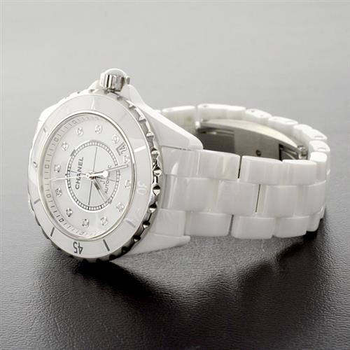 シャネル 腕時計 メンズ J12 12Pダイヤモンド 38mm 自動巻き ホワイト文字盤 セラミック CHANEL H1629 CE 中古