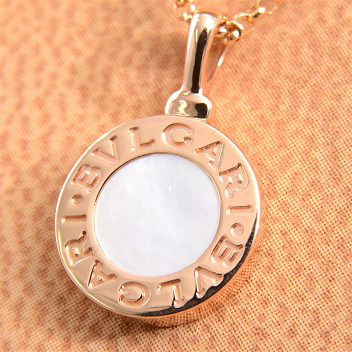 ブルガリ ネックレス レディース ブルガリブルガリ マザーオブパール ホワイトシェル ネックレス ピンクゴールド BVLGARI 750PG 中古