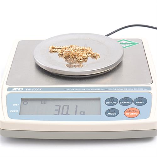 喜平 ネックレス K18 6面カット ダブル 30g 50cm 造幣局検定刻印入 メンズ レディース チェーン イエローゴールド YG 【中古】