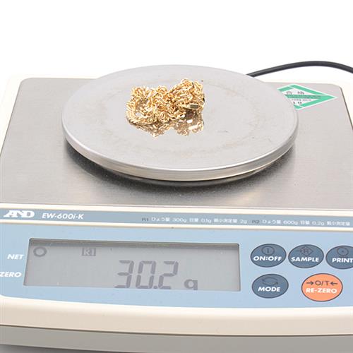 喜平 ネックレス K18 6面カット ダブル 30g 50cm 造幣局検定刻印入 メンズ レディース チェーン イエローゴールド YG 【中古】