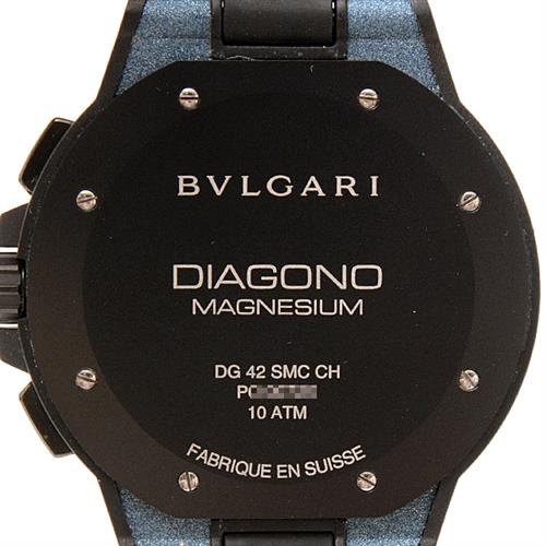 【本物保証】 箱・保付 美品 ブルガリ BVLGARI ディアゴノ マグネシウム クロノグラフ メンズ 自動巻き 腕時計 青文字盤 ブルー DG42SMCCH