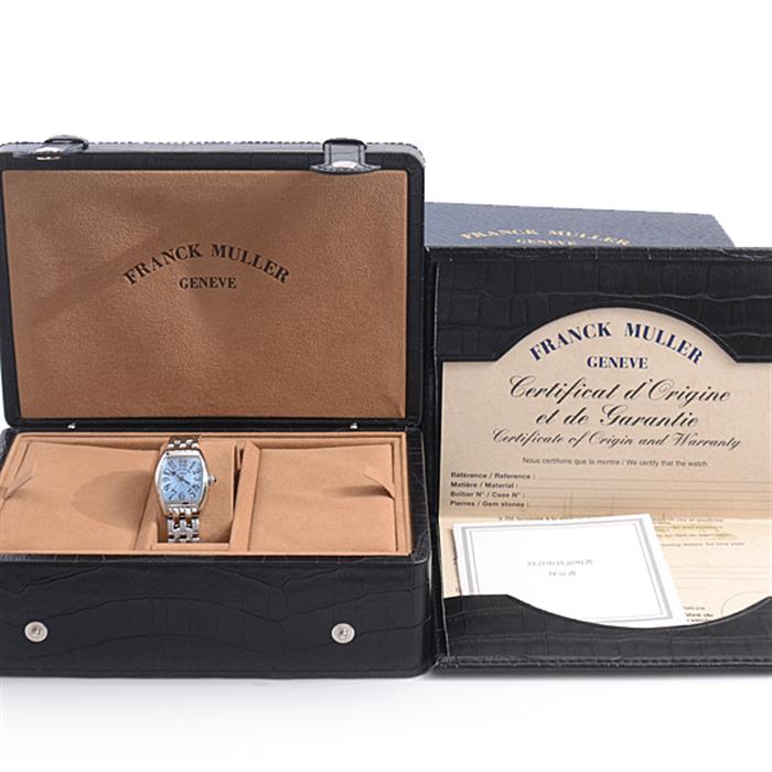 フランクミュラー 時計 レディース トノウ カーベックス インターミディエ 電池式 ブルー文字盤 2252QZ FRANCK MULLER【中古】