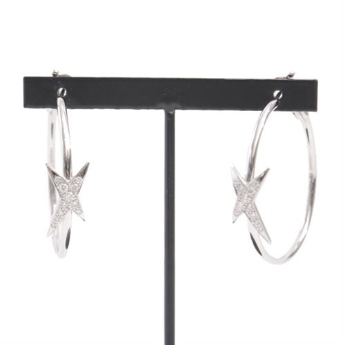 モーブッサン ピアス レディース メ・ニュアンス・ア・トア パヴェダイヤ フープピアス ホワイトゴールド MAUBOUSSIN 750WG 中古