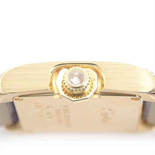 カルティエ 時計 レディース タンク アングレーズ SM ダイヤモンド 電池式 シルバー文字盤 イエローゴールド 750YG Cartier WT100014 中古