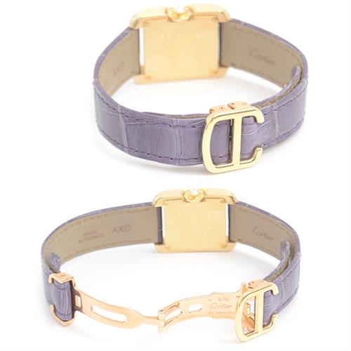 カルティエ 時計 レディース タンク アングレーズ SM ダイヤモンド 電池式 シルバー文字盤 イエローゴールド 750YG Cartier WT100014 中古