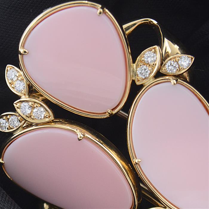 クイーンジュエリー ブローチ レディース コンクシェル×ダイヤモンド ブローチ D0.45ct イエローゴールド Queen Jewelry 750YG 中古